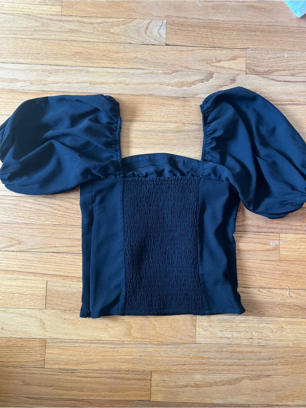 Abercrombie & Fitch Black Puff-Sleeve Square Neck Top